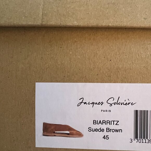 Jacques Soloviere The Biarritz Tobacco Brown Suede Sandals, Size 45 - Picture 12 of 12